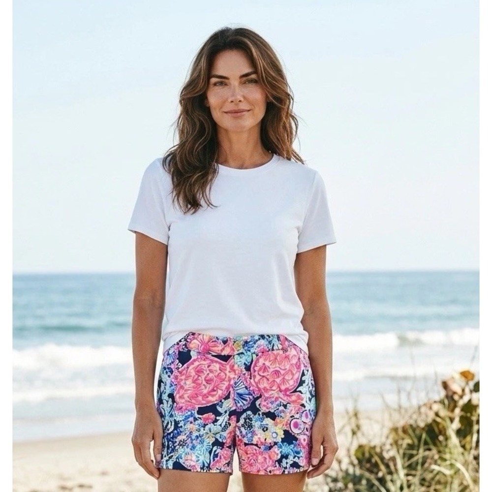 Lilly Pulitzer Jayne Knit Shorts in High Tide Navy In Turtle Amazement Size 0 XS